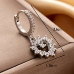 Silver color / 1 Piece Simple Series Classic Heart Copper Silver Color Zircon Women's Dangle Earrings Picture3